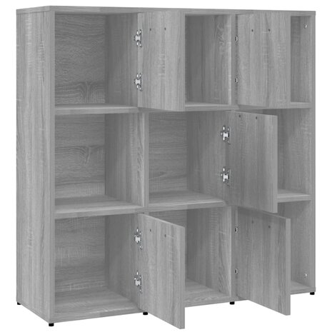 Boekenkast 90x30x90 cm bewerkt hout grijs sonoma eikenkleurig 8720286977040 5