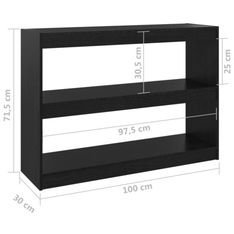 Boekenkast/kamerscherm 100x30x71,5 cm grenenhout zwart 8720286609125 8