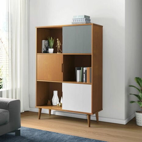 Boekenkast MOLDE 90x35x133,5 cm massief grenenhout bruin 8720845542030 1