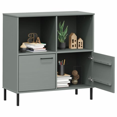 Boekenkast met metalen poten OSLO 90x35x90,5 cm hout grijs 8720845578244 3