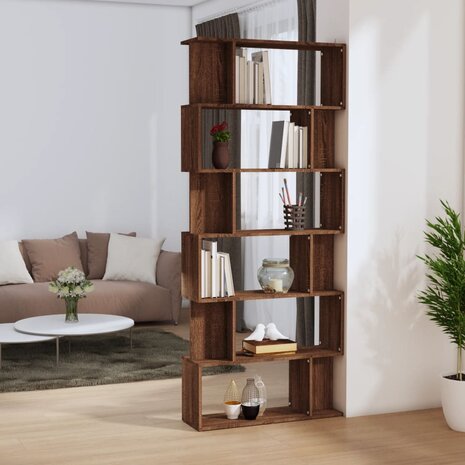 Boekenkast/kamerscherm 80x24x192 cm bewerkt hout bruineiken 8720845693299 1