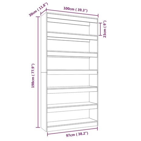 Boekenkast/kamerscherm 100x30x198 cm bewerkt hout grijs sonoma 8720286844731 7