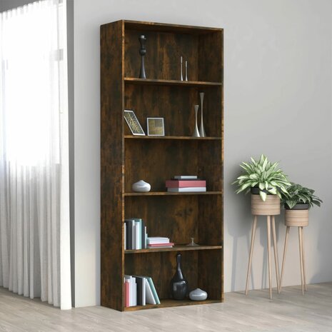 Boekenkast 80x30x189 cm bewerkt hout gerookt eikenkleurig 8720286976135 1