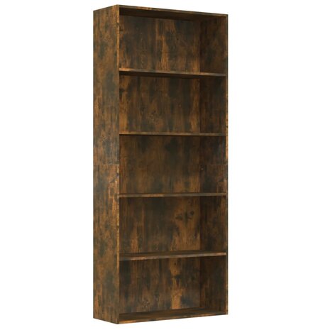 Boekenkast 80x30x189 cm bewerkt hout gerookt eikenkleurig 8720286976135 2