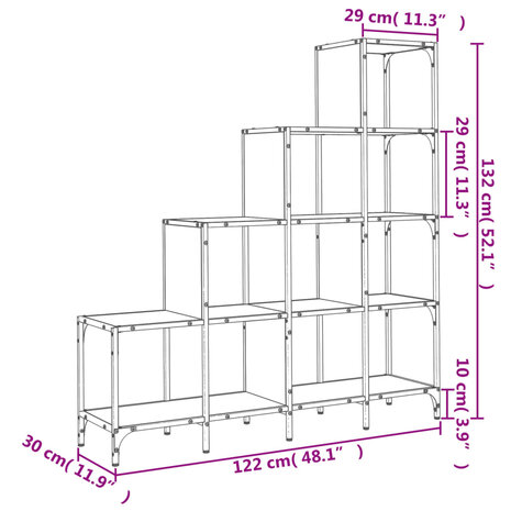 Boekenkast 122x30x132 cm bewerkt hout en metaal sonoma eiken 8721012479814 10