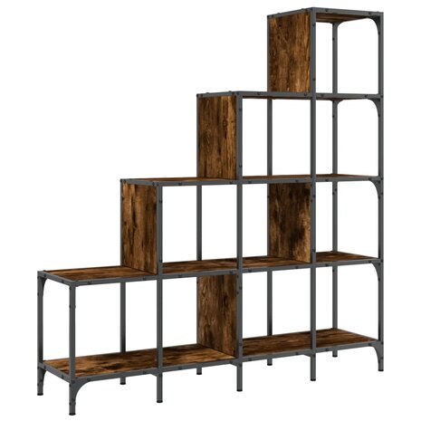 Boekenkast 122x30x132 cm bewerkt hout en metaal gerookt eiken 8721012479821 2