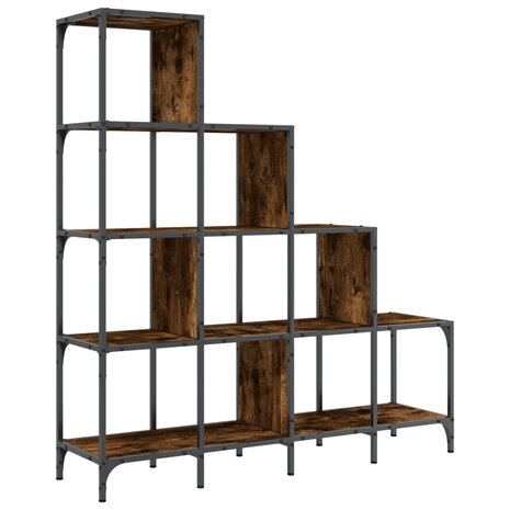 Boekenkast 122x30x132 cm bewerkt hout en metaal gerookt eiken 8721012479821 7