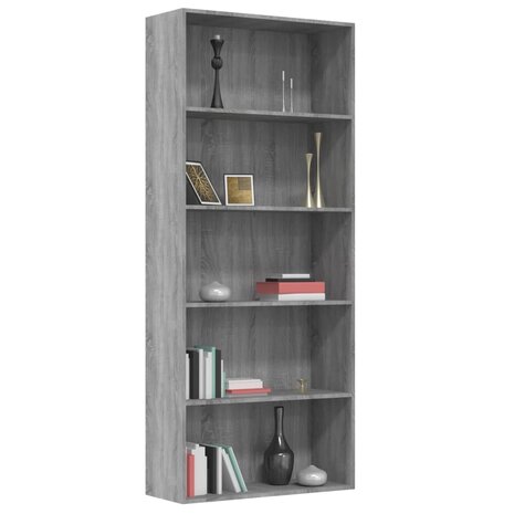 Boekenkast 80x30x189 cm bewerkt hout grijs sonoma eikenkleurig 8720286976142 3