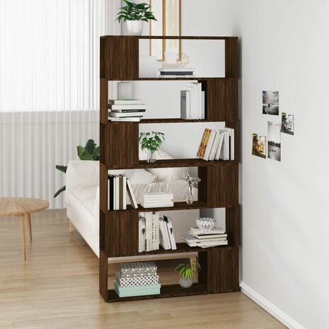 Boekenkast/kamerscherm 100x24x188 cm bruin eikenkleur 8720845858124 3