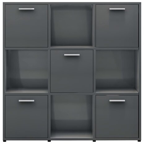 Boekenkast 90x30x90 cm bewerkt hout hoogglans grijs 8720286017326 6