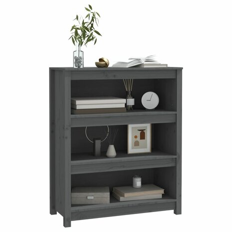 Boekenkast 80x35x97 cm massief grenenhout grijs 8720845556327 4