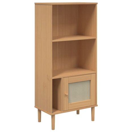 Boekenkast SENJA rattan-look 60x35x130 cm grenenhout bruin 8721012134744 2