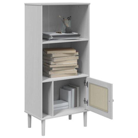 Boekenkast SENJA rattan-look 60x35x130 cm grenenhout wit 8721012134751 4