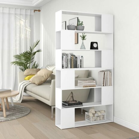 Boekenkast/kamerscherm 100x24x188 cm wit 8720286661390 1