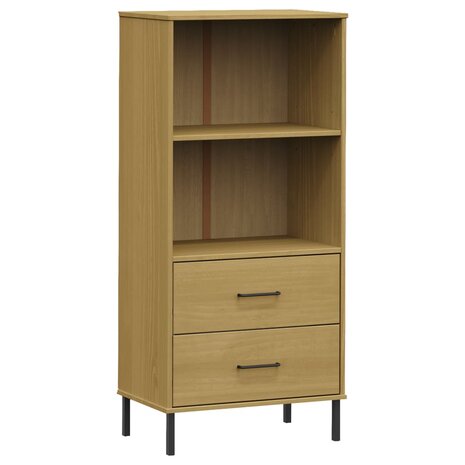 Boekenkast met 2 lades OSLO 60x35x128,5 cm massief hout bruin 8720845578176 2