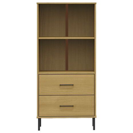 Boekenkast met 2 lades OSLO 60x35x128,5 cm massief hout bruin 8720845578176 4