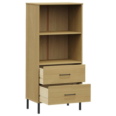 Boekenkast met 2 lades OSLO 60x35x128,5 cm massief hout bruin 8720845578176 5