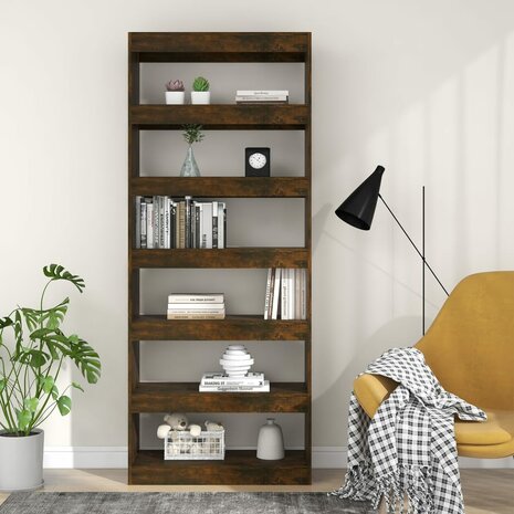 Boekenkast/kamerscherm 80x30x198 cm spaanplaat gerookt eiken 8720286844571 5