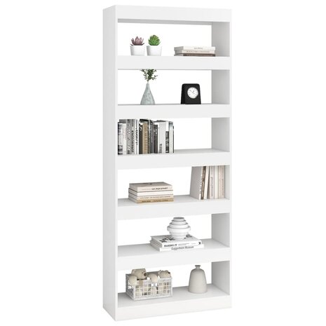 Boekenkast/kamerscherm 80x30x198 cm spaanplaat wit 8720286843611 6