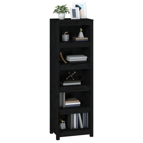 Boekenkast 50x35x154 cm massief grenenhout zwart 8720845556693 4