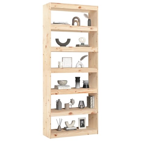 Boekenkast/kamerscherm 80x30x199,5 cm massief grenenhout 8720286609033 4