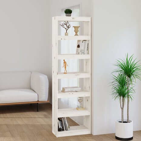 Boekenkast/kamerscherm 60x30x199,5 cm massief grenenhout wit 8720286608791 1