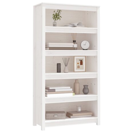 Boekenkast 80x35x154 cm massief grenenhout wit 8720845556419 4