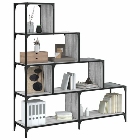 Boekenkast 4-laags 139x33,5x149 cm bewerkt hout grijs sonoma 8721012377752 1