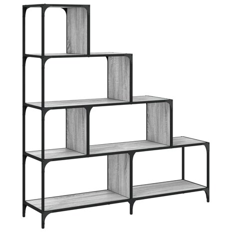 Boekenkast 4-laags 139x33,5x149 cm bewerkt hout grijs sonoma 8721012377752 2