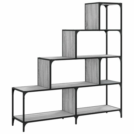 Boekenkast 4-laags 139x33,5x149 cm bewerkt hout grijs sonoma 8721012377752 7