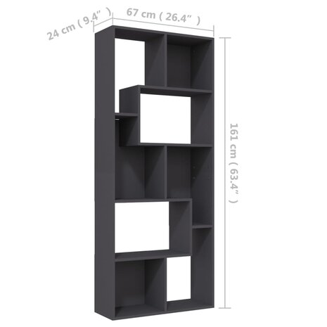 Boekenkast 67x24x161 cm bewerkt hout grijs 8719883915814 11