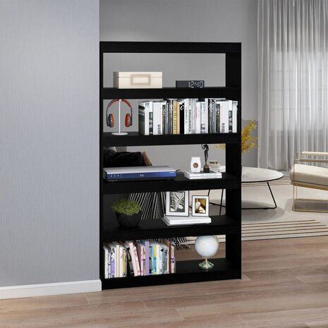 Boekenkast/kamerscherm 100x30x167,5 cm massief grenenhout zwart 8720286609279 3