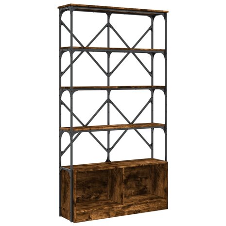 Boekenkast 100x26x180 cm bewerkt hout en metaal gerookt eiken 8721012479678 2