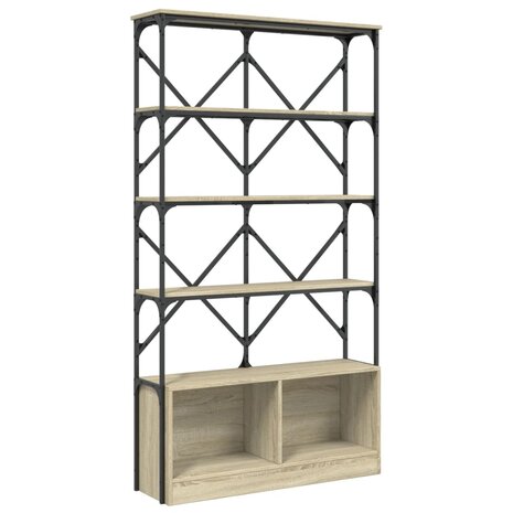 Boekenkast 100x26x180 cm bewerkt hout en metaal sonoma eiken 8721012479661 2