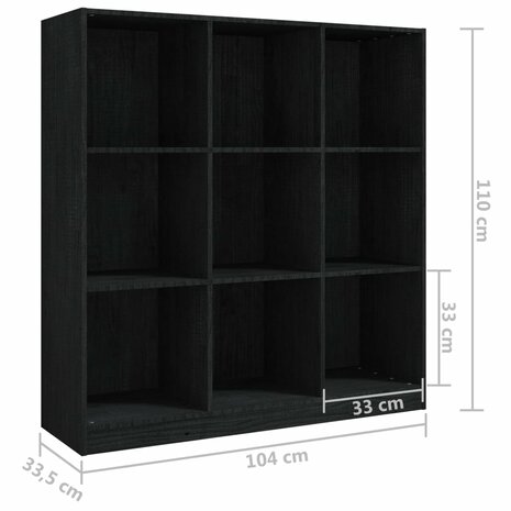 Boekenkast/kamerscherm 104x33,5x110 cm massief grenenhout zwart 8720286773055 8