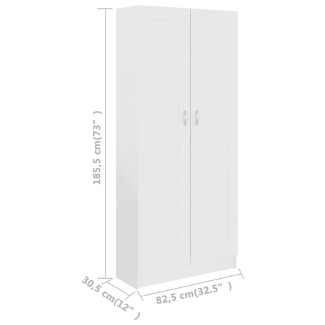 Boekenkast 82,5x30,5x185,5 cm bewerkt hout wit 8720286134146 8