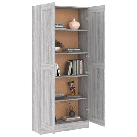 Boekenkast 82,5x30,5x185,5 cm bewerkt hout grijs sonoma eiken 8720286931806 4