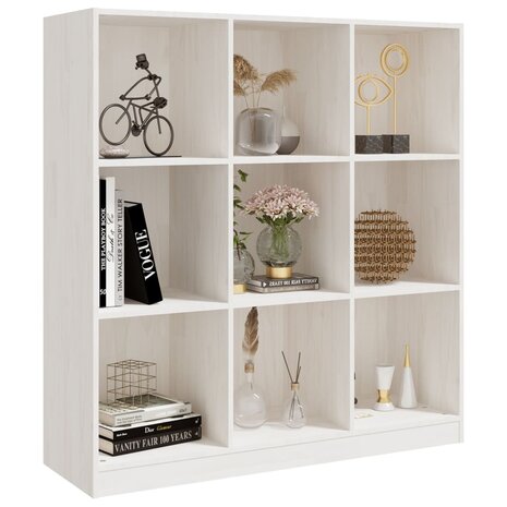 Boekenkast/kamerscherm 104x33,5x110 cm massief grenenhout wit 8720286773024 4