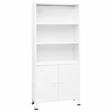 Boekenkast industrieel 80x32x180 cm staal wit 8720286699676 1