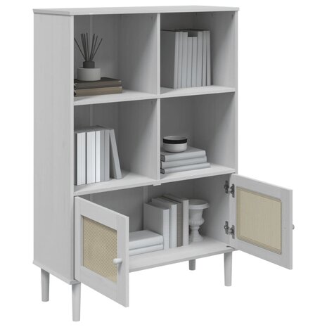 Boekenkast SENJA rattan-look 90x35x130 cm grenenhout wit 8721012134782 4