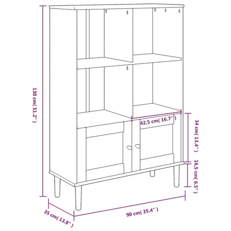 Boekenkast SENJA rattan-look 90x35x130 cm grenenhout wit 8721012134782 10