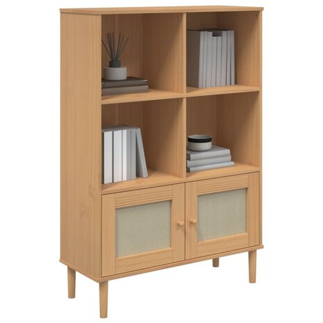 Boekenkast SENJA rattan-look 90x35x130 cm grenenhout bruin 8721012134775 4