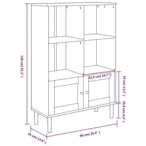 Boekenkast SENJA rattan-look 90x35x130 cm grenenhout bruin 8721012134775 10