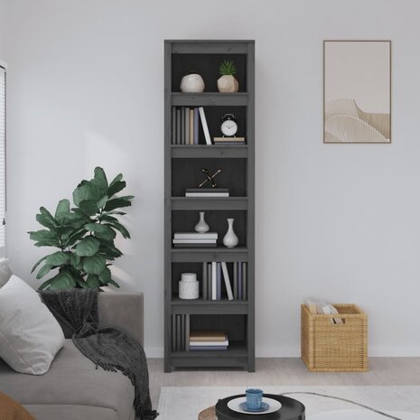 Boekenkast 50x35x183 cm massief grenenhout grijs 8720845556723 3