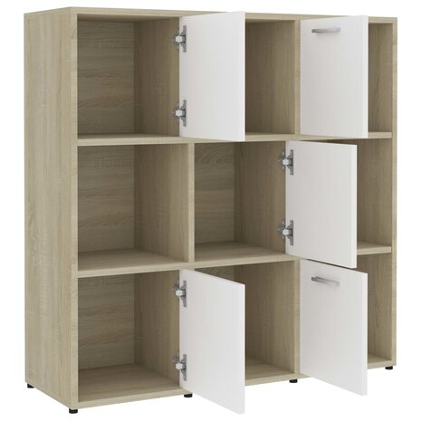 Boekenkast 90x30x90 cm bewerkt hout wit en sonoma eikenkleurig 8720286017296 5