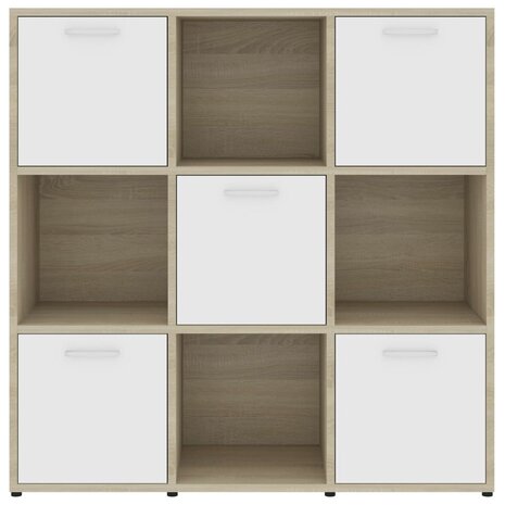 Boekenkast 90x30x90 cm bewerkt hout wit en sonoma eikenkleurig 8720286017296 6