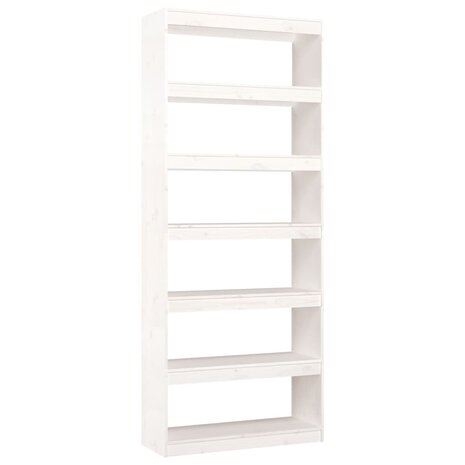 Boekenkast/kamerscherm 80x30x199,5 cm massief grenenhout wit 8720286609040 2