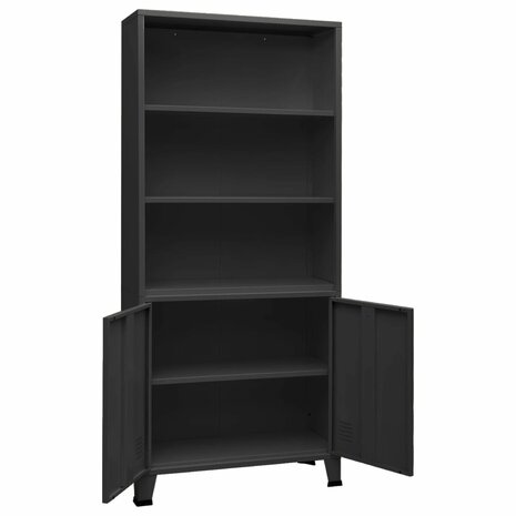 Boekenkast industrieel 80x32x180 cm staal antracietkleurig 8720286699683 5