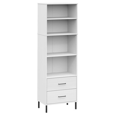 Boekenkast met 2 lades OSLO 60x35x180 cm massief hout wit 8720845578169 2