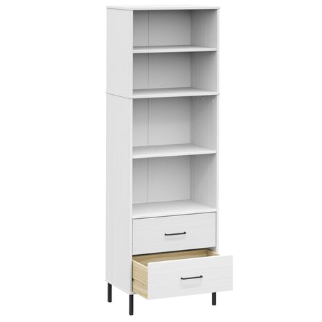 Boekenkast met 2 lades OSLO 60x35x180 cm massief hout wit 8720845578169 5